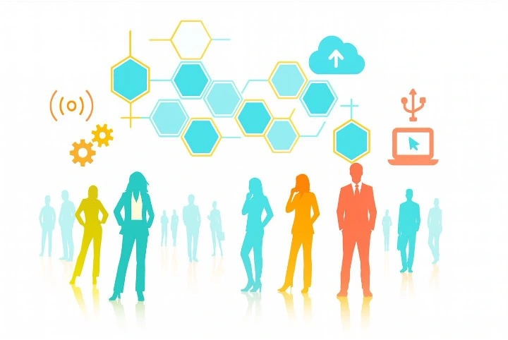 Leadership in uncertainty - team standing in front of diagram