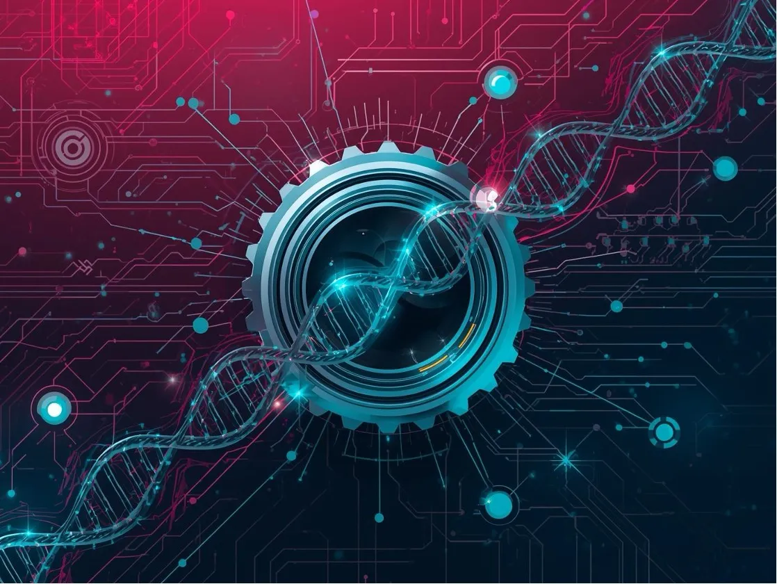 Digital transformation in pharma - DNA helix and gear