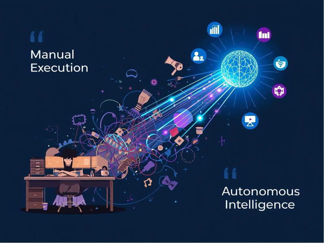 Generative AI revolution in ad operations - person at desk with computer