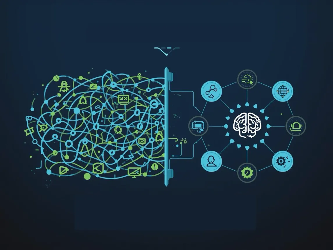 Operational Excellence Blueprint - computer screen with maze and icons