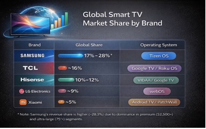 Global smart TV market share by brand