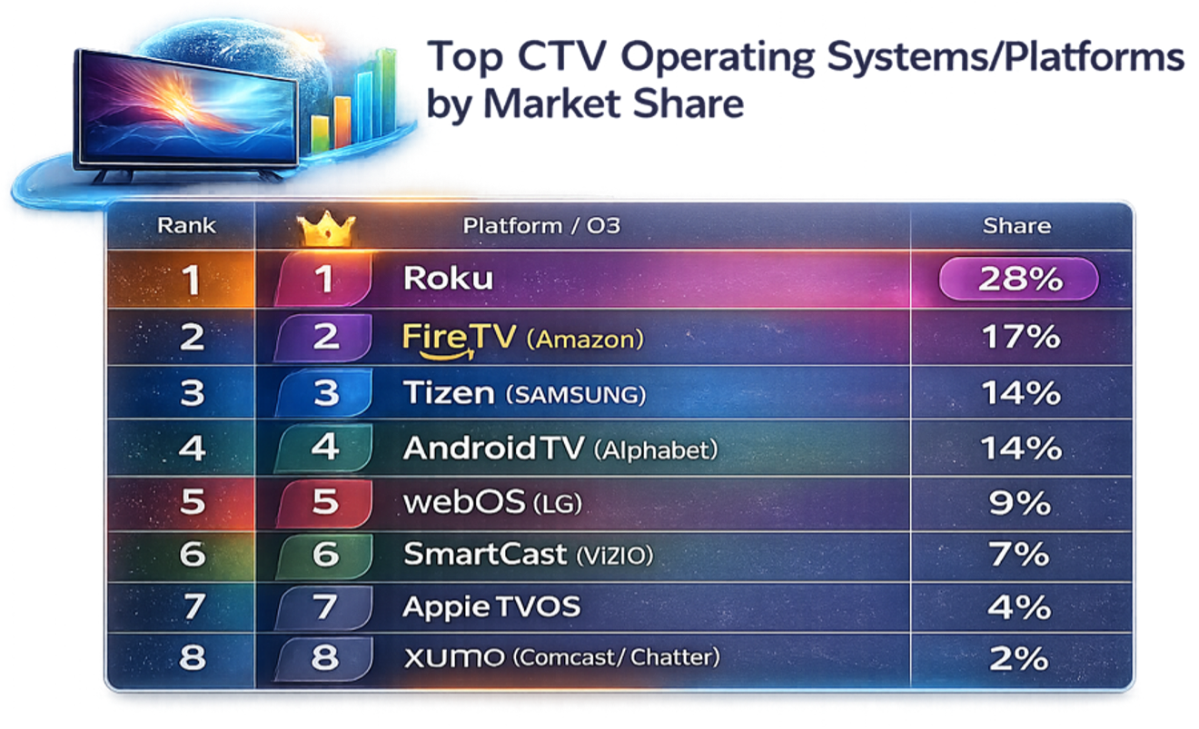 Top CTV platforms by market share (USA)